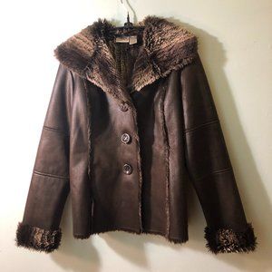 NEVER WORN Chico's Faux Fur and Leather Jacket size 1